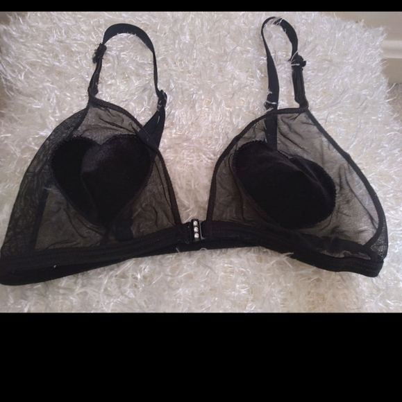 Sexy 🖤Heart Bra🖤/Lingerie Black Front closure 34C - Picture 3 of 4